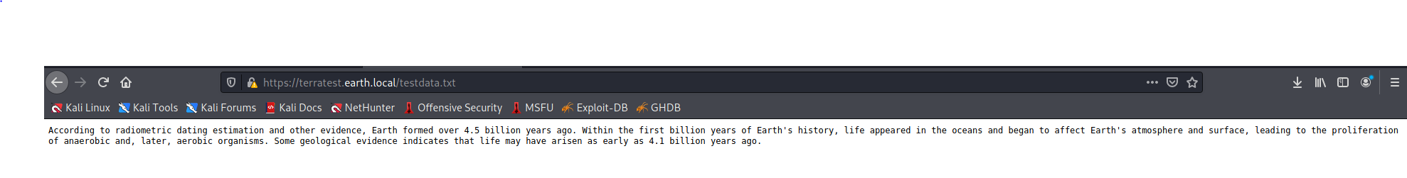 Earth TestData